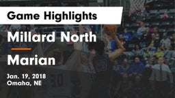 Millard North   vs Marian  Game Highlights - Jan. 19, 2018