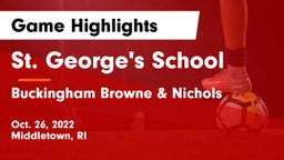St. George's School vs Buckingham Browne & Nichols  Game Highlights - Oct. 26, 2022
