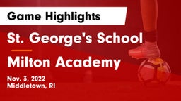 St. George's School vs Milton Academy Game Highlights - Nov. 3, 2022