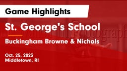 St. George's School vs Buckingham Browne & Nichols  Game Highlights - Oct. 25, 2023