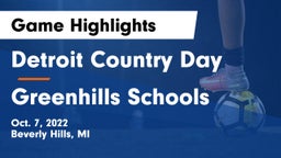 Detroit Country Day  vs Greenhills Schools Game Highlights - Oct. 7, 2022