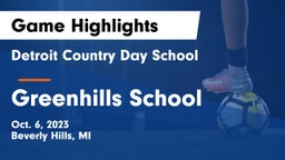 Detroit Country Day School vs Greenhills School Game Highlights - Oct. 6, 2023