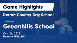 Detroit Country Day School vs Greenhills School Game Highlights - Oct. 26, 2023