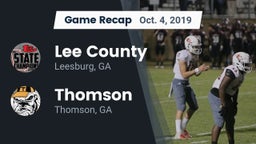 Recap: Lee County  vs. Thomson  2019
