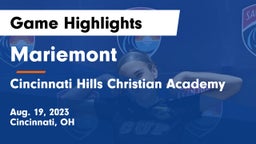 Mariemont  vs Cincinnati Hills Christian Academy Game Highlights - Aug. 19, 2023