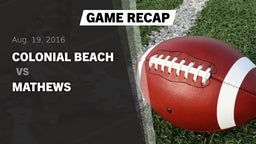 Recap: Colonial Beach  vs. Mathews  2016