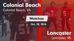 Matchup: Colonial Beach High  vs. Lancaster  2016