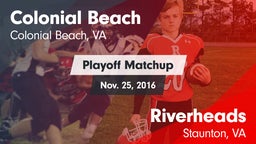 Matchup: Colonial Beach High  vs. Riverheads  2016