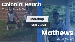 Matchup: Colonial Beach High  vs. Mathews  2018