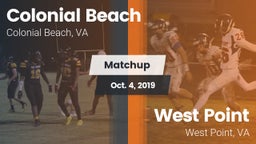 Matchup: Colonial Beach High  vs. West Point  2019