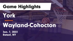 York  vs Wayland-Cohocton  Game Highlights - Jan. 7, 2022