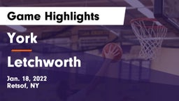 York  vs Letchworth  Game Highlights - Jan. 18, 2022