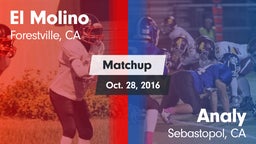 Matchup: El Molino High Schoo vs. Analy  2016