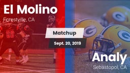 Matchup: El Molino High Schoo vs. Analy  2019