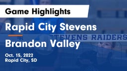 Rapid City Stevens  vs Brandon Valley  Game Highlights - Oct. 15, 2022