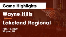 Wayne Hills  vs Lakeland Regional  Game Highlights - Feb. 13, 2020