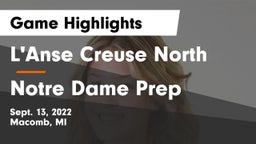 L'Anse Creuse North  vs Notre Dame Prep  Game Highlights - Sept. 13, 2022