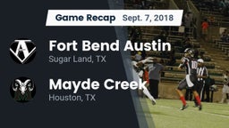 Recap: Fort Bend Austin  vs. Mayde Creek  2018