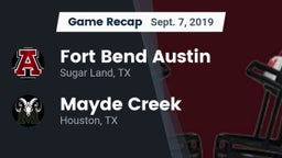 Recap: Fort Bend Austin  vs. Mayde Creek  2019