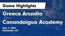 Greece Arcadia  vs Canandaigua Academy  Game Highlights - Feb. 9, 2021