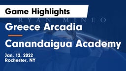 Greece Arcadia  vs Canandaigua Academy  Game Highlights - Jan. 12, 2022