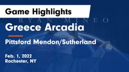Greece Arcadia  vs Pittsford Mendon/Sutherland Game Highlights - Feb. 1, 2022
