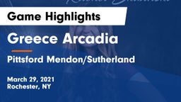 Greece Arcadia  vs Pittsford Mendon/Sutherland Game Highlights - March 29, 2021