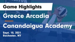 Greece Arcadia  vs Canandaigua Academy  Game Highlights - Sept. 10, 2021