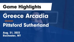 Greece Arcadia  vs Pittsford Sutherland  Game Highlights - Aug. 31, 2022