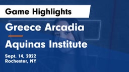 Greece Arcadia  vs Aquinas Institute  Game Highlights - Sept. 14, 2022