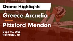Greece Arcadia  vs Pittsford Mendon  Game Highlights - Sept. 29, 2023