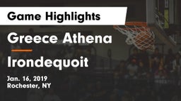 Greece Athena  vs Irondequoit  Game Highlights - Jan. 16, 2019