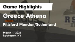 Greece Athena  vs Pittsford Mendon/Sutherland Game Highlights - March 1, 2021