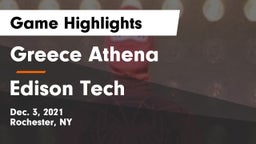 Greece Athena  vs Edison Tech Game Highlights - Dec. 3, 2021