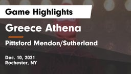 Greece Athena  vs Pittsford Mendon/Sutherland Game Highlights - Dec. 10, 2021