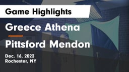 Greece Athena  vs Pittsford Mendon  Game Highlights - Dec. 16, 2023