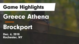 Greece Athena  vs Brockport  Game Highlights - Dec. 6, 2018