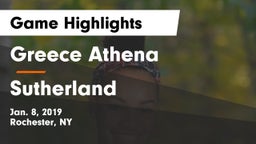 Greece Athena  vs Sutherland Game Highlights - Jan. 8, 2019