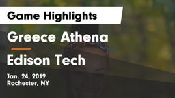 Greece Athena  vs Edison Tech Game Highlights - Jan. 24, 2019