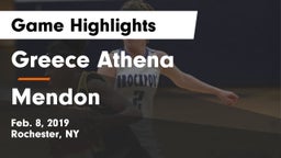 Greece Athena  vs Mendon Game Highlights - Feb. 8, 2019