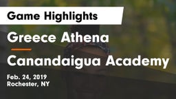 Greece Athena  vs Canandaigua Academy  Game Highlights - Feb. 24, 2019