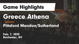 Greece Athena  vs Pittsford Mendon/Sutherland Game Highlights - Feb. 7, 2020