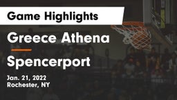 Greece Athena  vs Spencerport  Game Highlights - Jan. 21, 2022