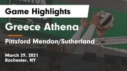 Greece Athena  vs Pittsford Mendon/Sutherland Game Highlights - March 29, 2021