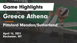 Greece Athena  vs Pittsford Mendon/Sutherland Game Highlights - April 16, 2021