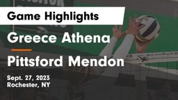 Greece Athena  vs Pittsford Mendon  Game Highlights - Sept. 27, 2023