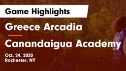 Greece Arcadia  vs Canandaigua Academy  Game Highlights - Oct. 24, 2020