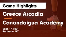 Greece Arcadia  vs Canandaigua Academy  Game Highlights - Sept. 17, 2021