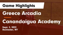 Greece Arcadia  vs Canandaigua Academy  Game Highlights - Sept. 2, 2022