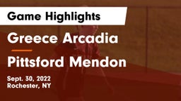 Greece Arcadia  vs Pittsford Mendon Game Highlights - Sept. 30, 2022